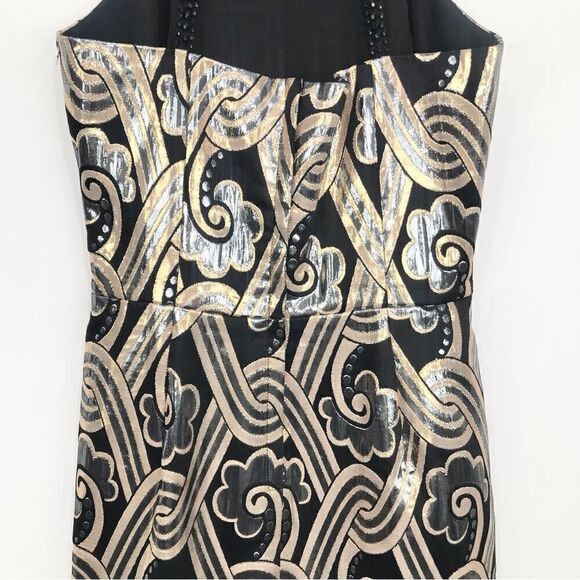 Lilly Pulitzer Sydney Black Metallic Gold Contemporary Bead Collar Shift Dress - Picture 13 of 16